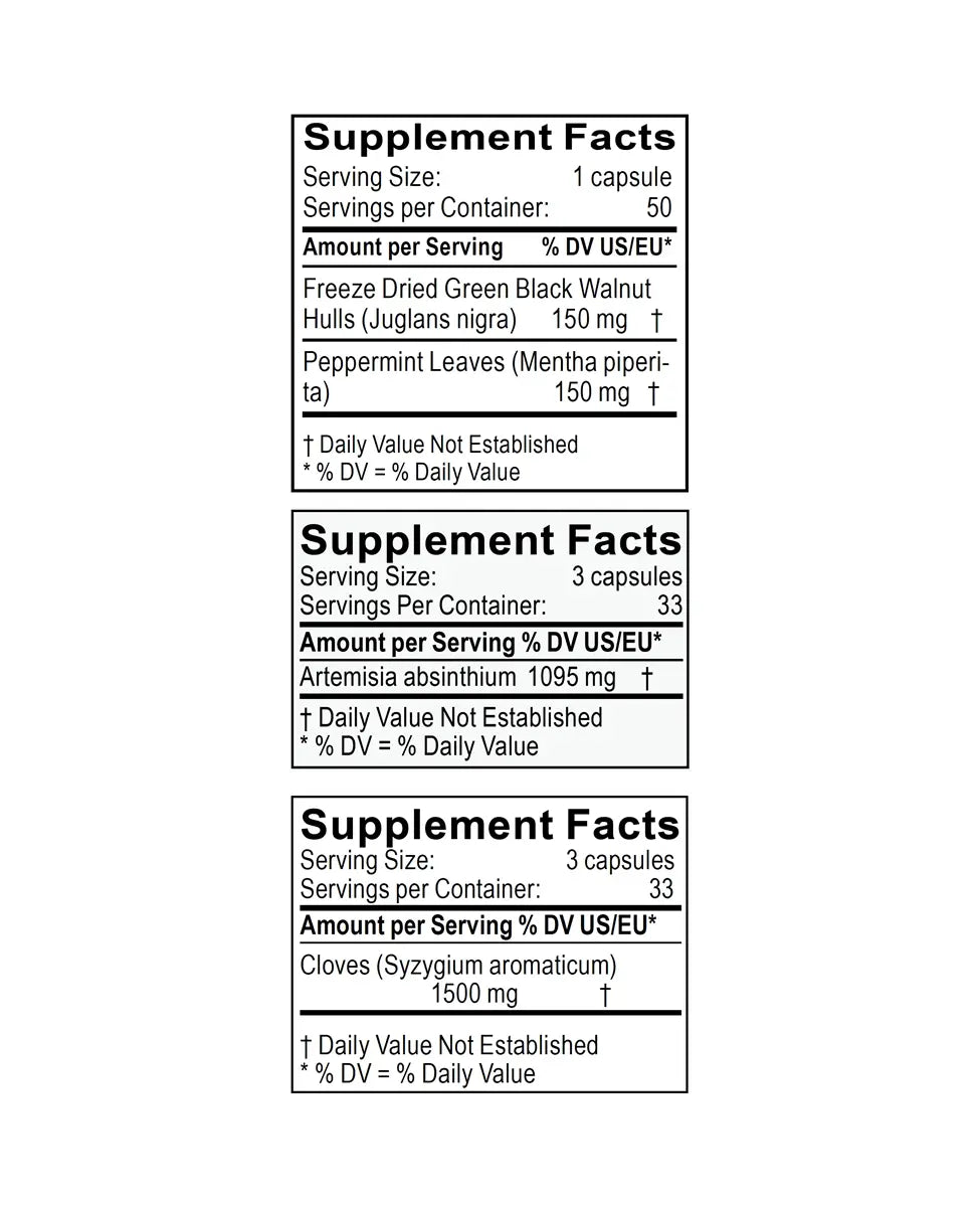 intensive parasite cleanse hulda clark supplement facts